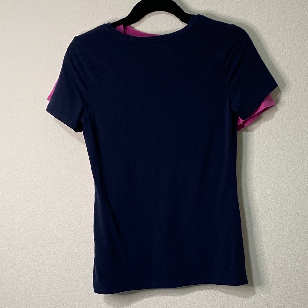 Lot of 2 V-Neck Women's Tops - Pink and Navy Short Sleeve Tee T-shirt - Picture 4 of 8